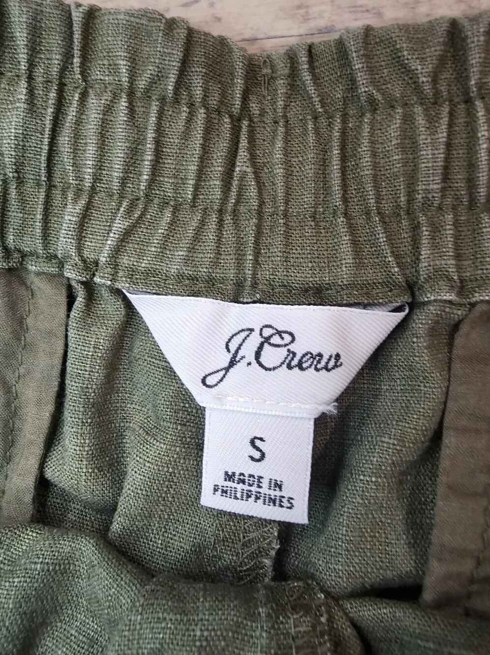 J Crew Olive Drawstring Women's Shorts, Linen Blend